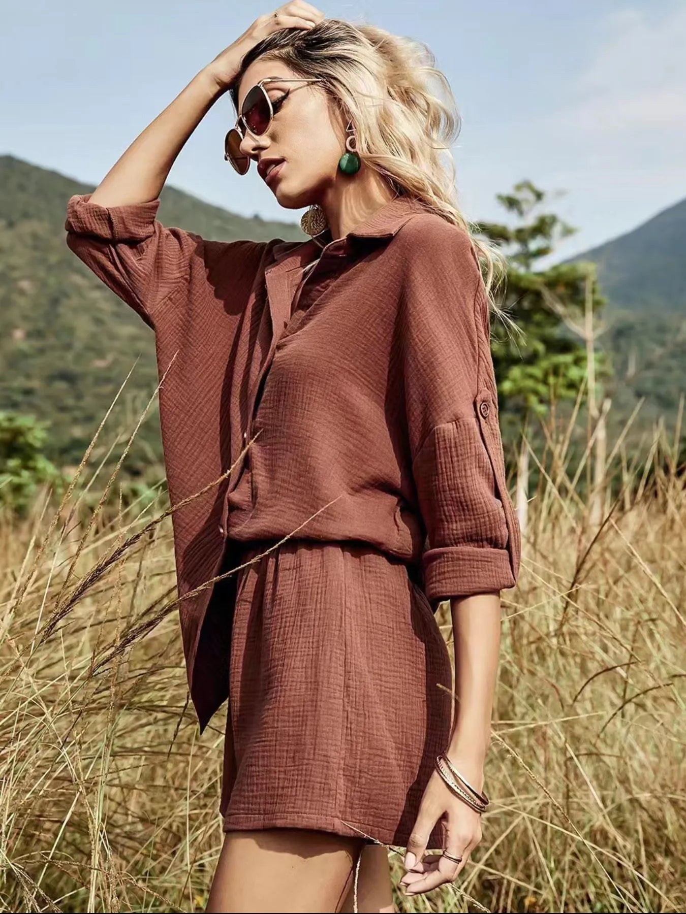 Button-Down-Shirt-and-Shorts-Set-Sarunna