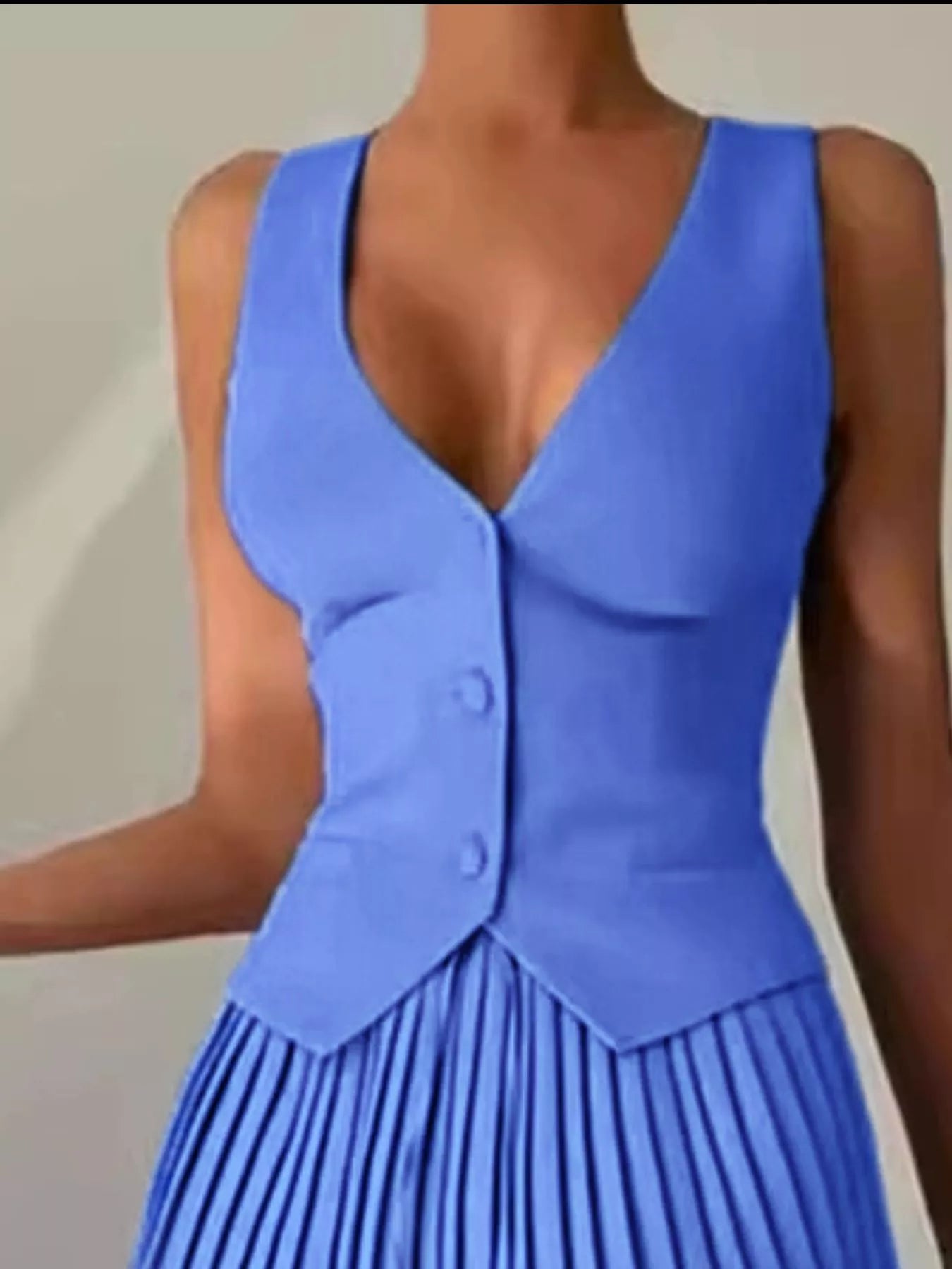 Button-Up-Vest-and-Pleated-Mini-Skirt-Set-Sarunna