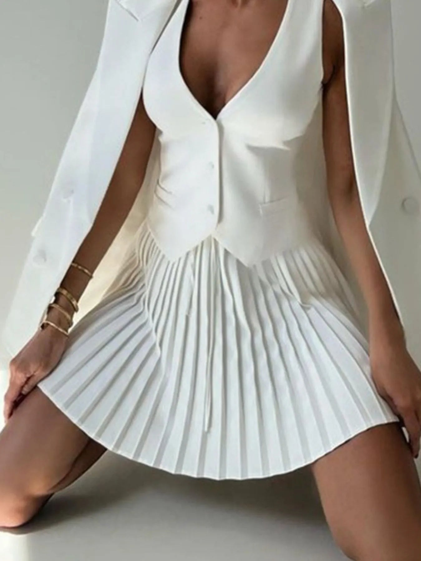 Button-Up-Vest-and-Pleated-Mini-Skirt-Set-Sarunna