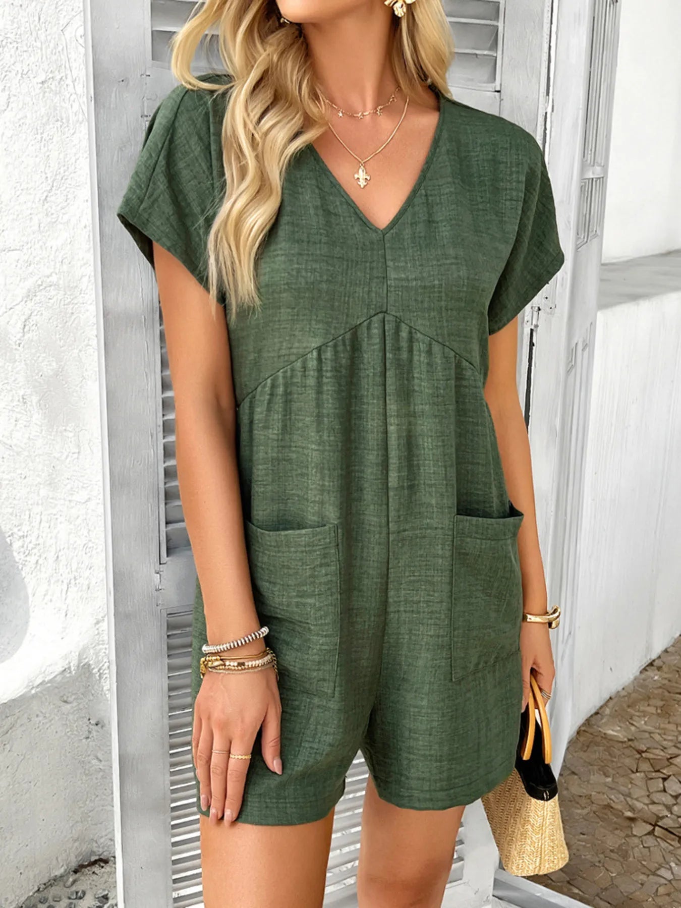 Casual-V-Neck-Short-Sleeve-Jumpsuit-with-Pocket-Sarunna