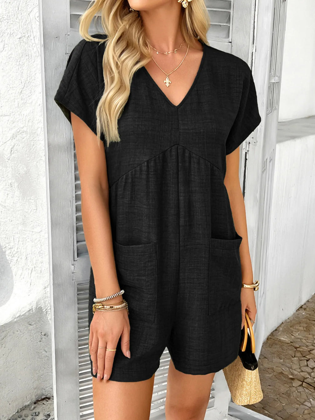 Casual-V-Neck-Short-Sleeve-Jumpsuit-with-Pocket-Sarunna
