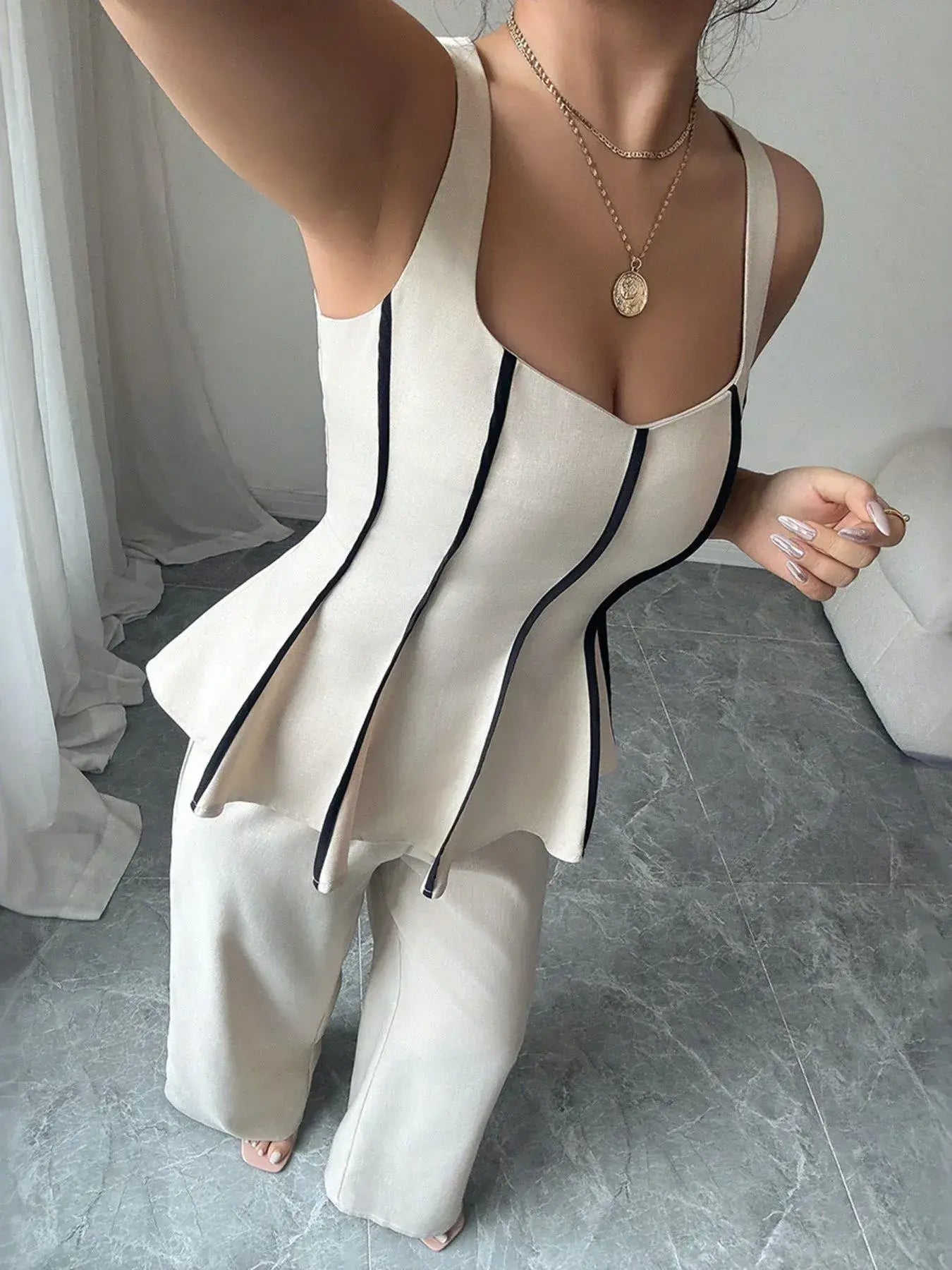 Contrast-Neck-Top-&-Wide-Leg-Pants-Set-Sarunna