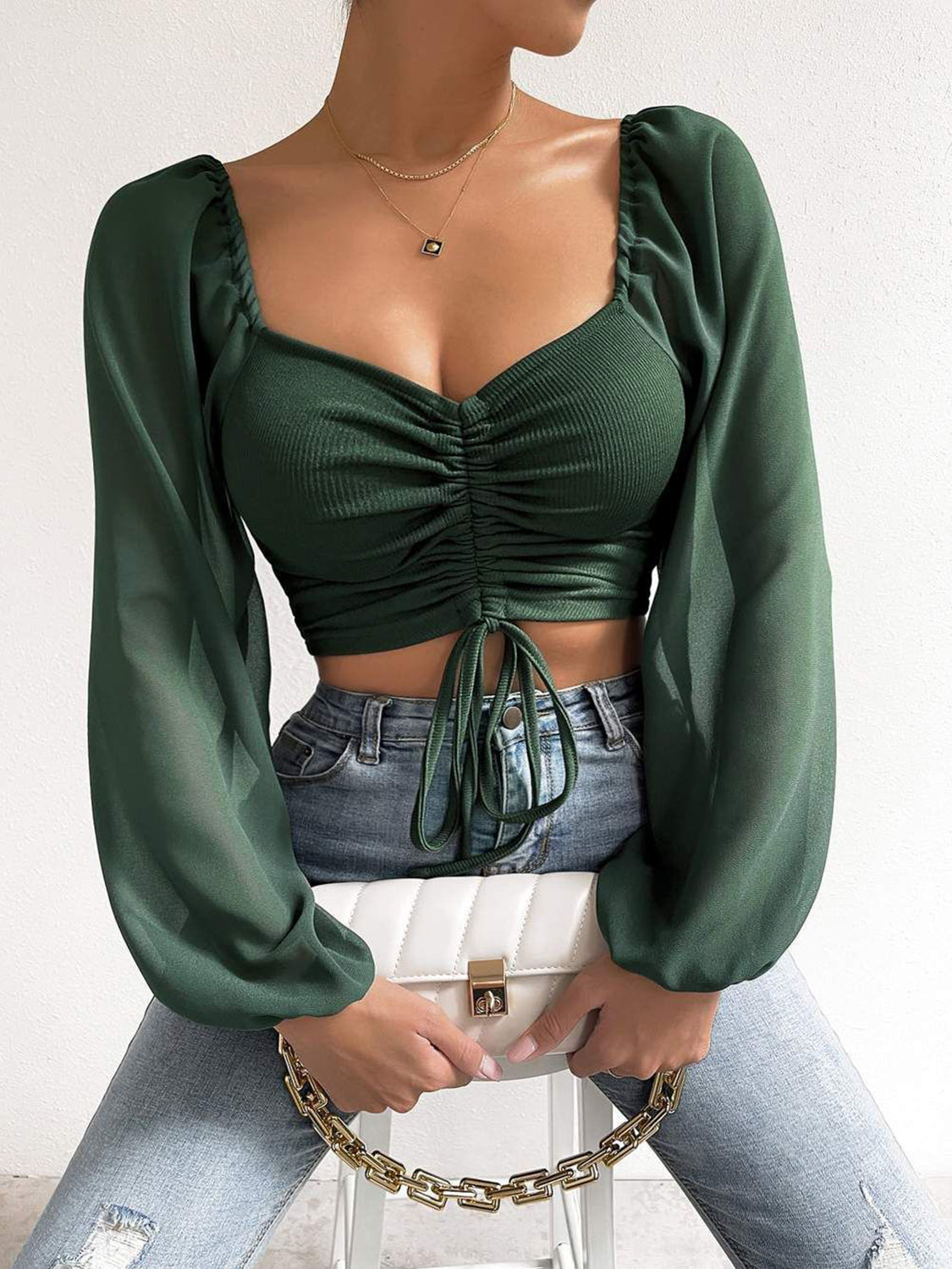 Drawstring-Sweetheart-Neck-Cropped-Top-Sarunna