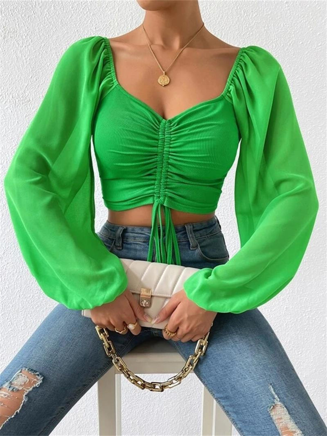 Drawstring-Sweetheart-Neck-Cropped-Top-Sarunna