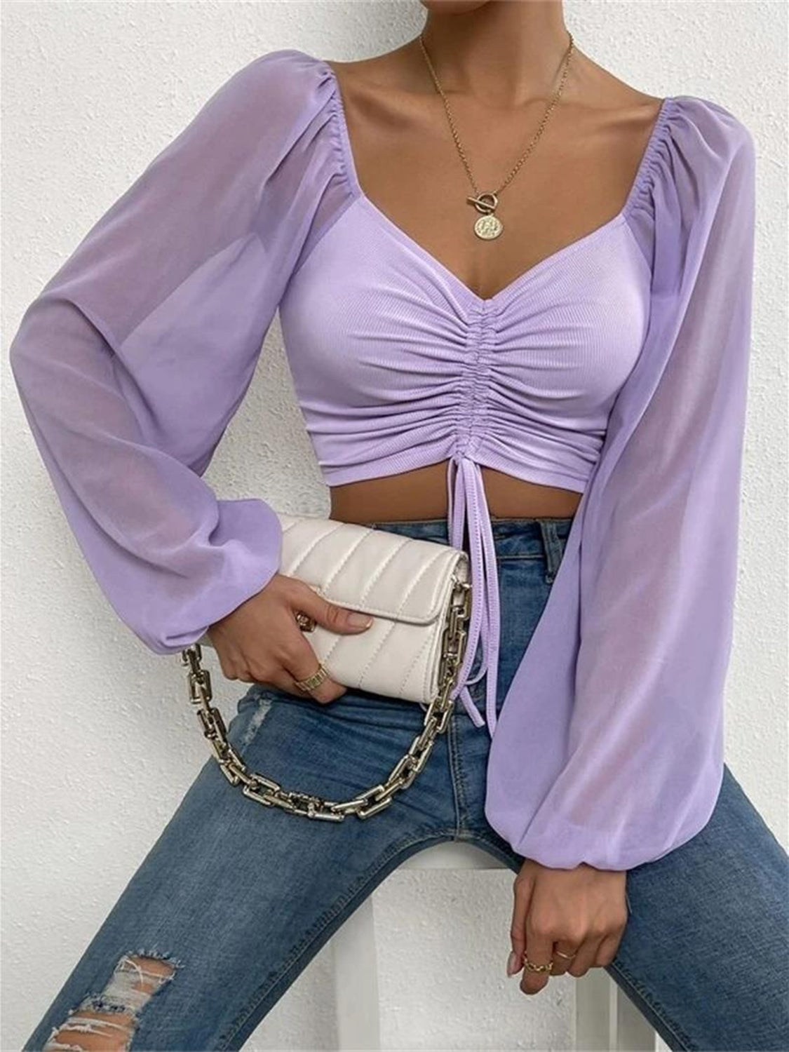 Drawstring-Sweetheart-Neck-Cropped-Top-Sarunna