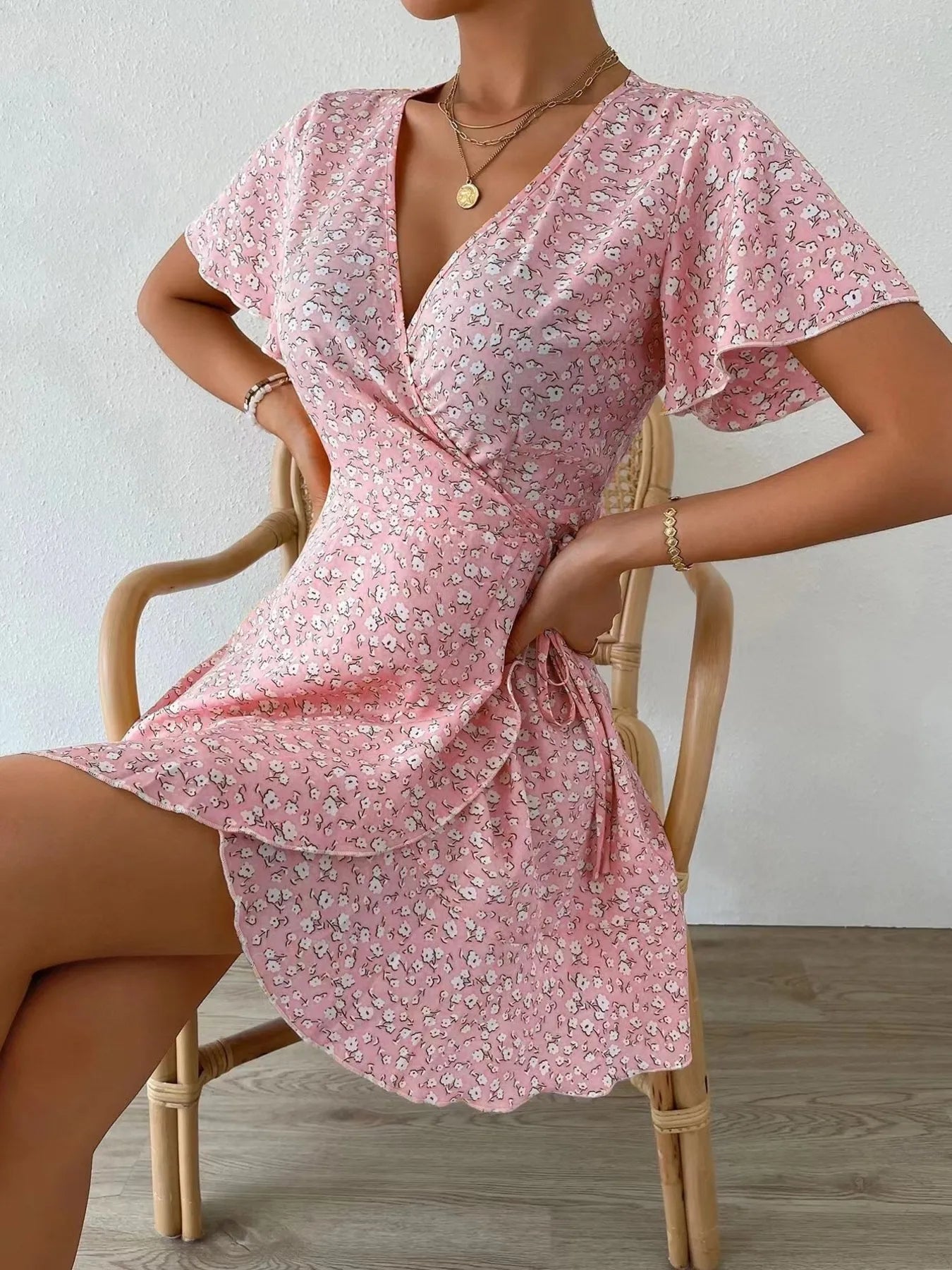 Floral-Flutter-Sleeve-Wrap-Mini-Dress-Sarunna