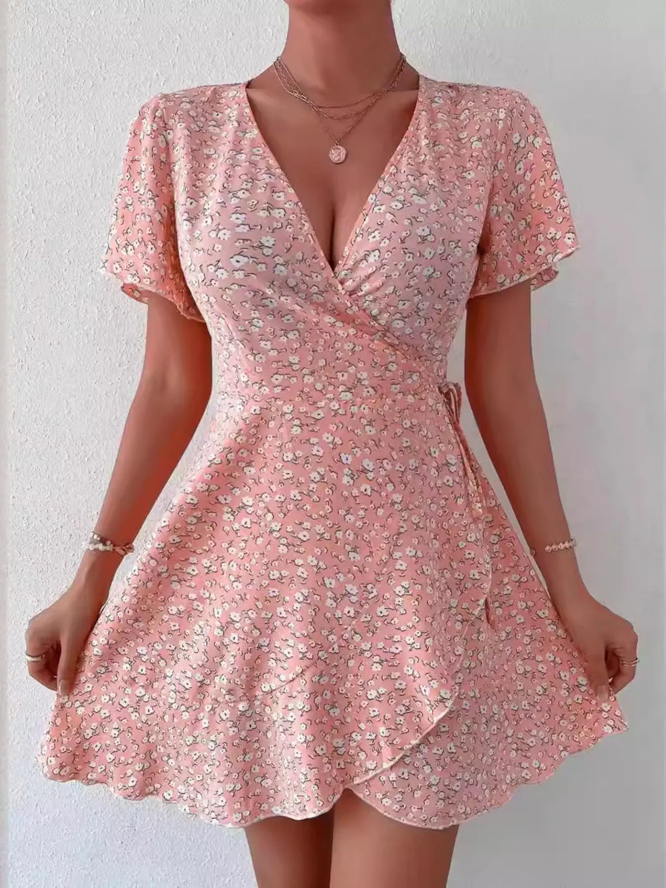 Floral-Flutter-Sleeve-Wrap-Mini-Dress-Sarunna