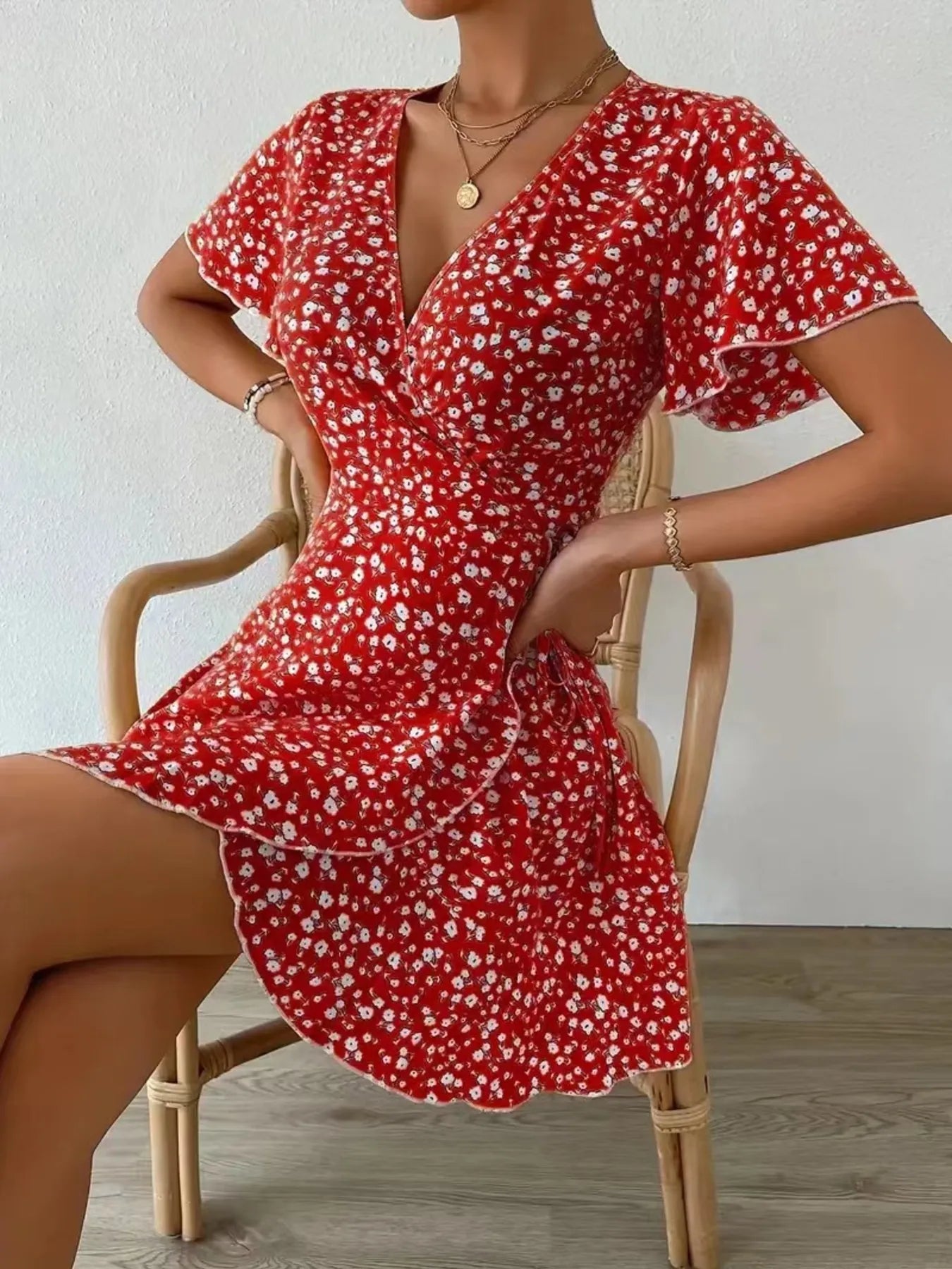 Floral-Flutter-Sleeve-Wrap-Mini-Dress-Sarunna