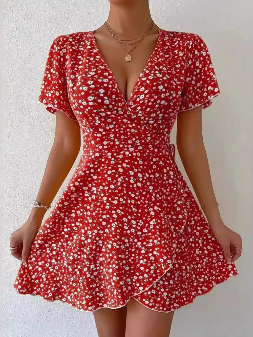 Floral-Flutter-Sleeve-Wrap-Mini-Dress-Sarunna