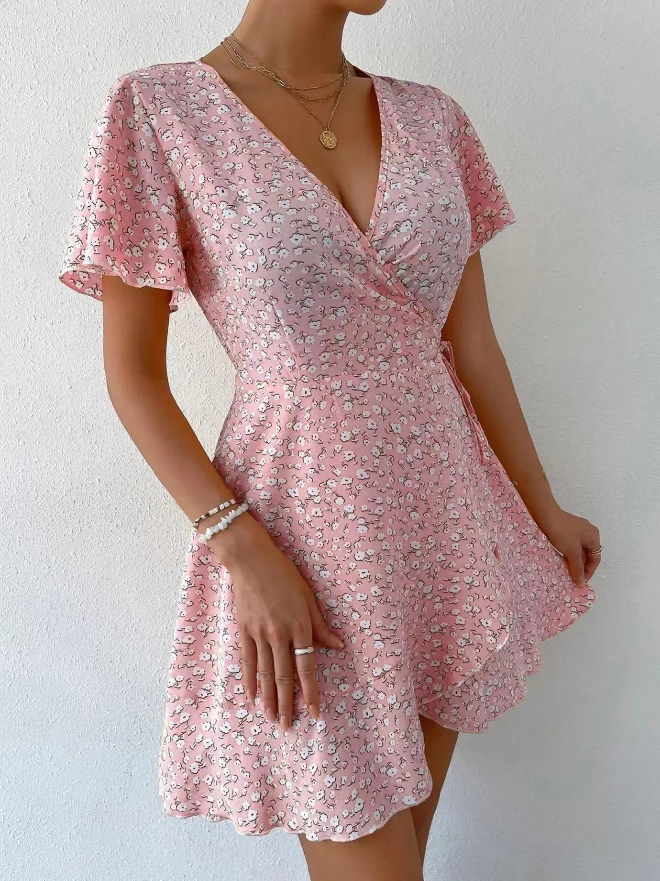 Floral-Flutter-Sleeve-Wrap-Mini-Dress-Sarunna