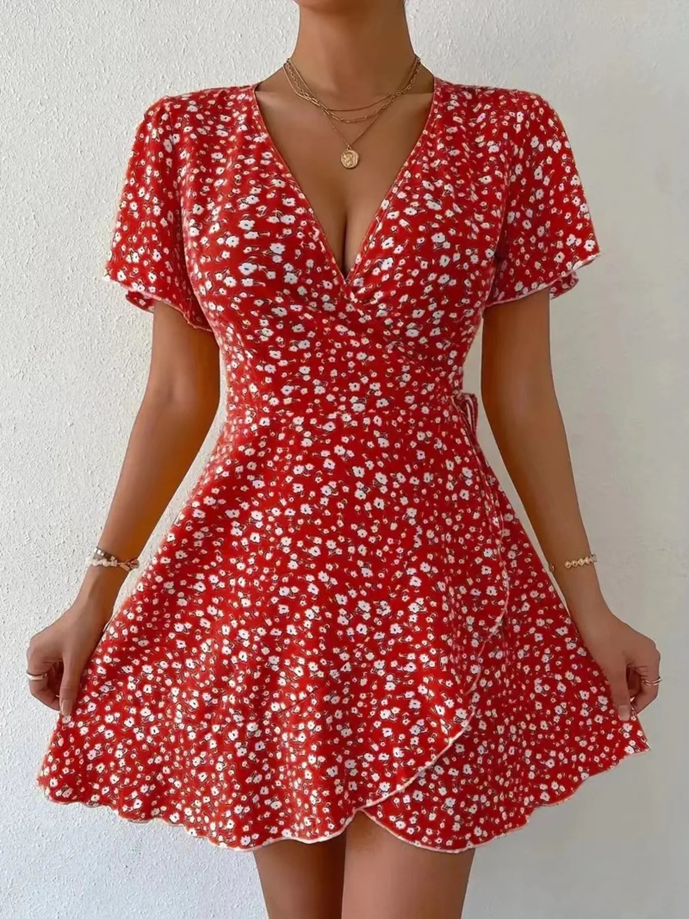 Floral-Flutter-Sleeve-Wrap-Mini-Dress-Sarunna