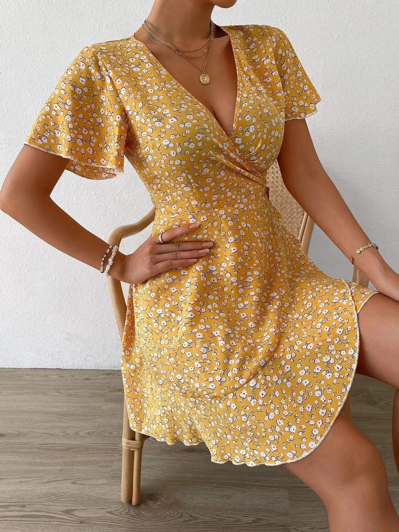 Floral-Flutter-Sleeve-Wrap-Mini-Dress-Sarunna