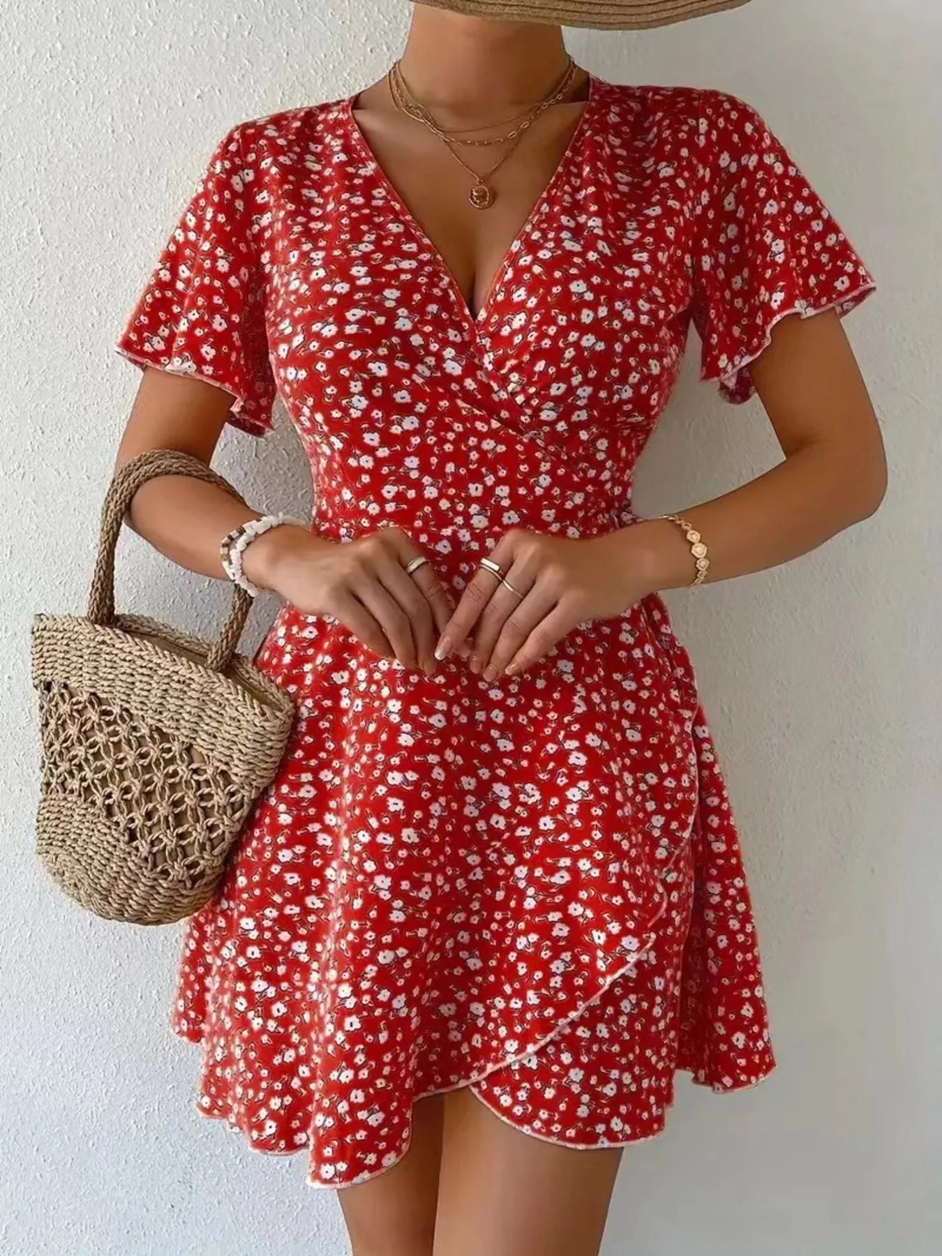 Floral-Flutter-Sleeve-Wrap-Mini-Dress-Sarunna