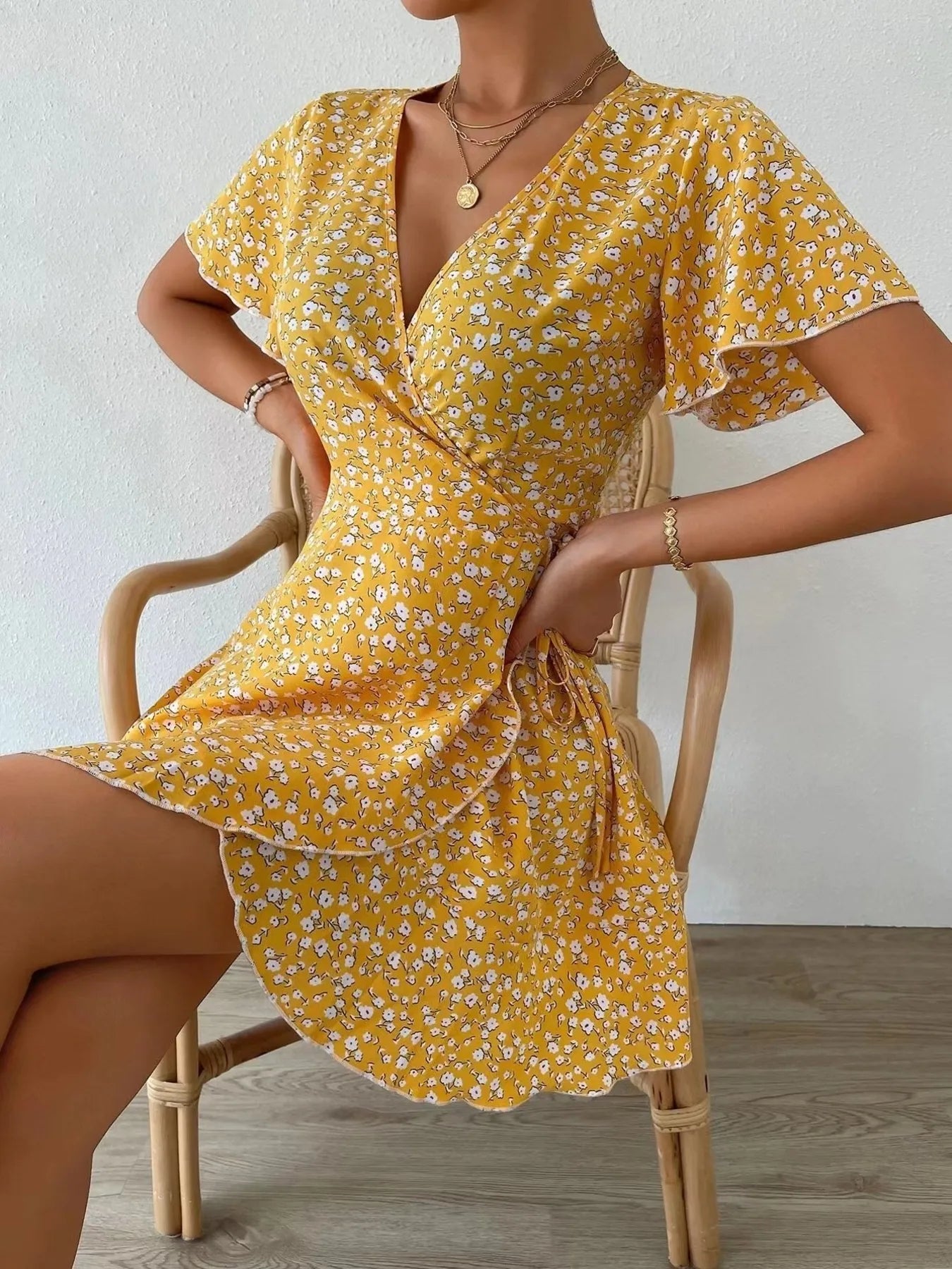 Floral-Flutter-Sleeve-Wrap-Mini-Dress-Sarunna