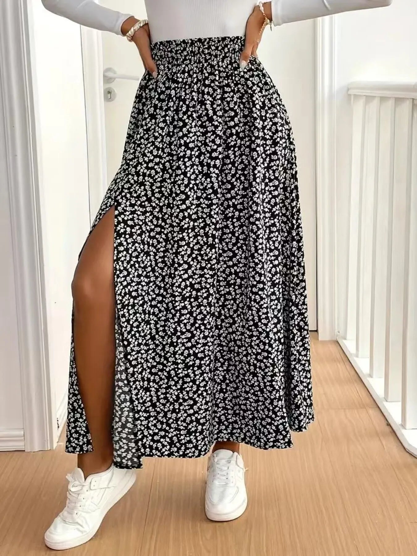 Floral-Maxi-Skirt-with-Split-&-Elastic-Waist-Sarunna