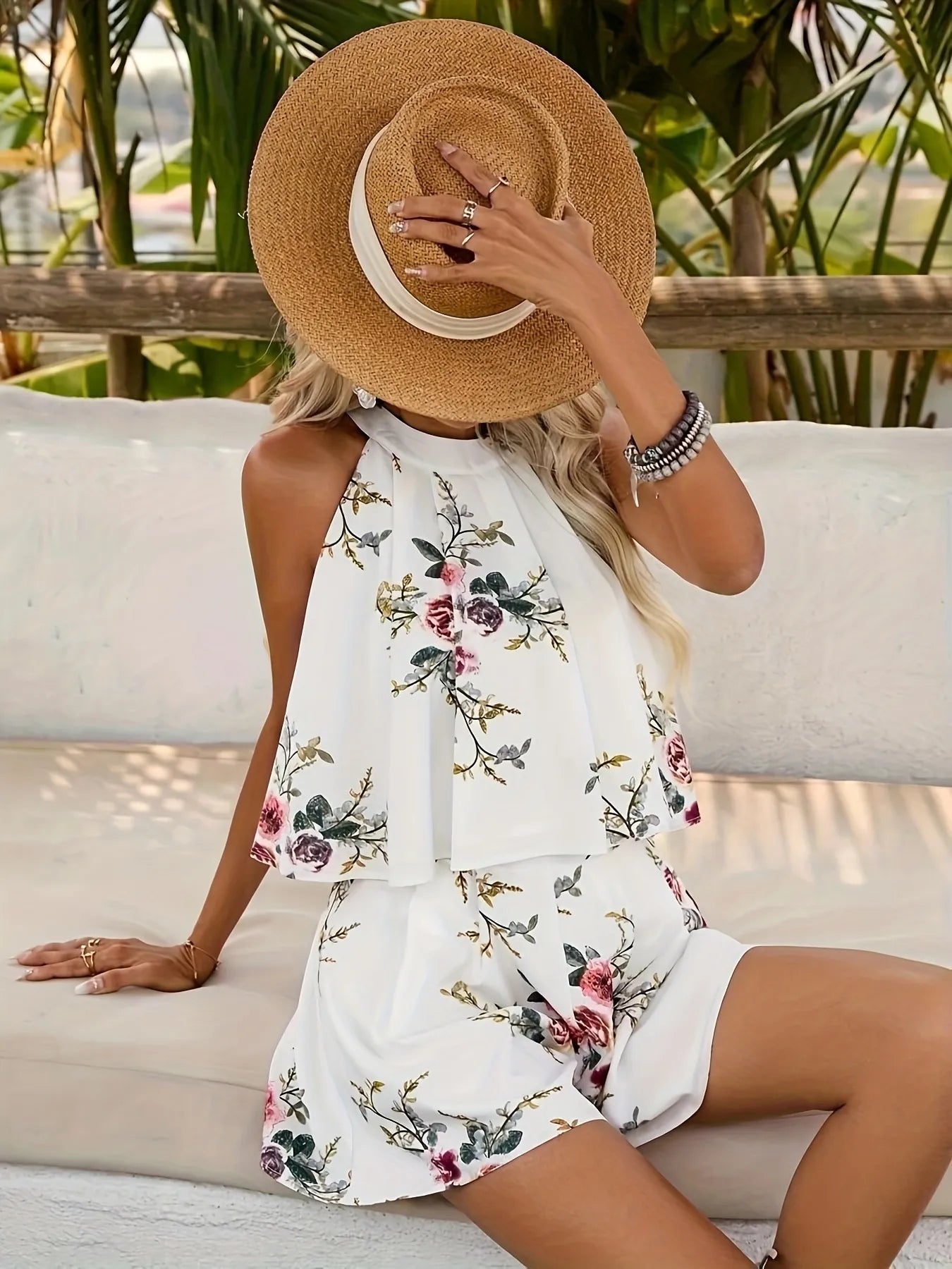 Floral-Print-Halter-Neck-Top-and-Shorts-Two-Piece-Summer-Set-Sarunna