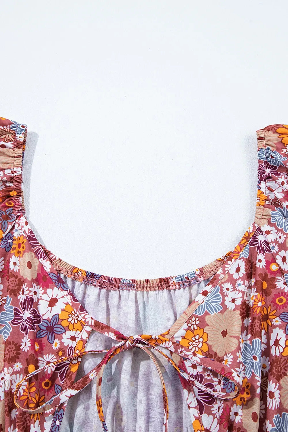 Floral-Short-Dress-with-Square-Neck-Sarunna