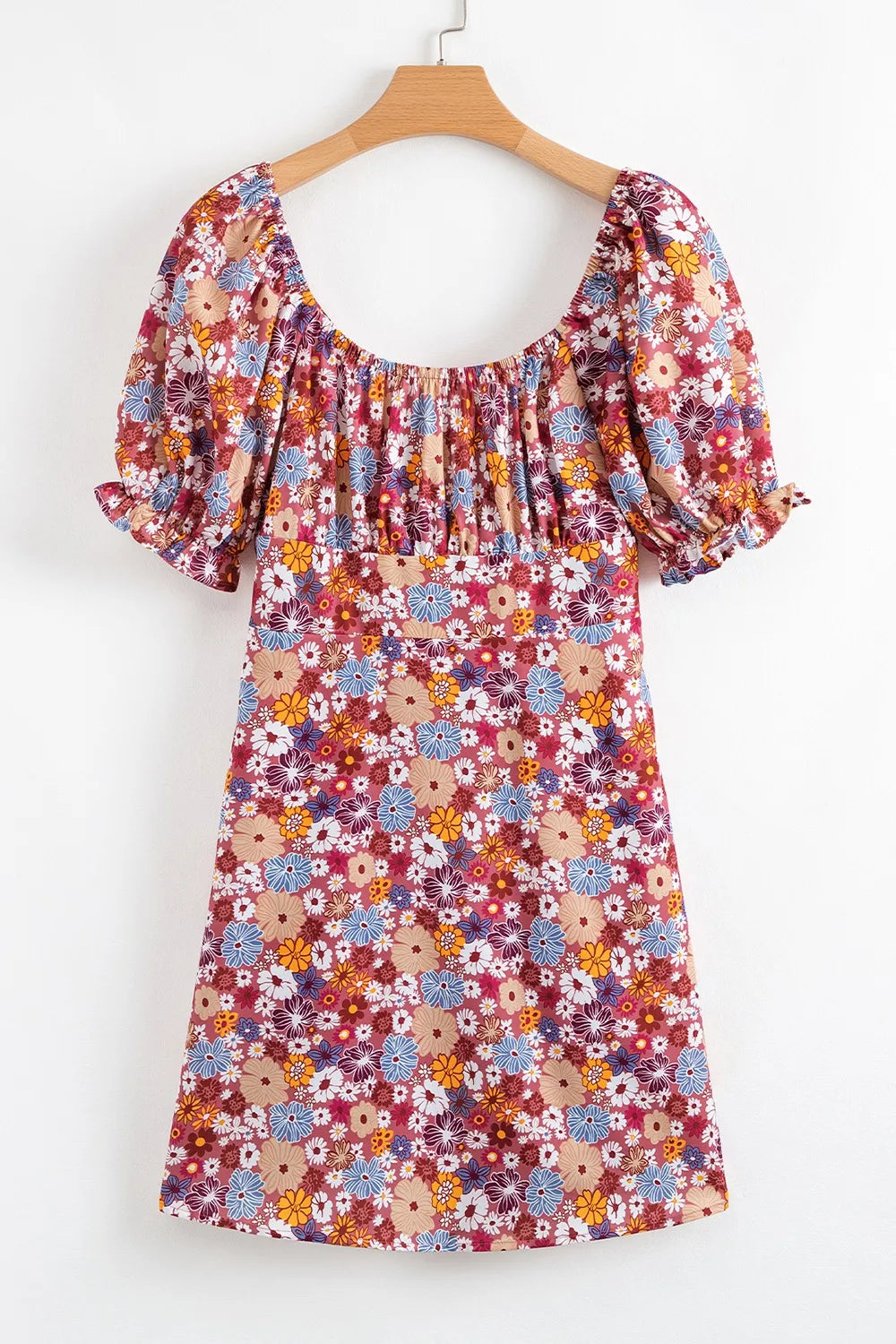 Floral-Short-Dress-with-Square-Neck-Sarunna