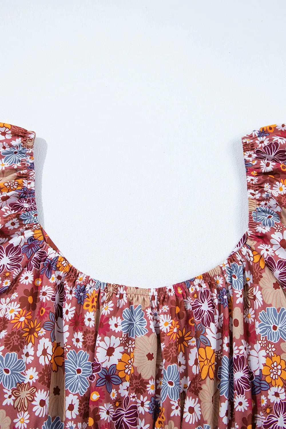 Floral-Short-Dress-with-Square-Neck-Sarunna