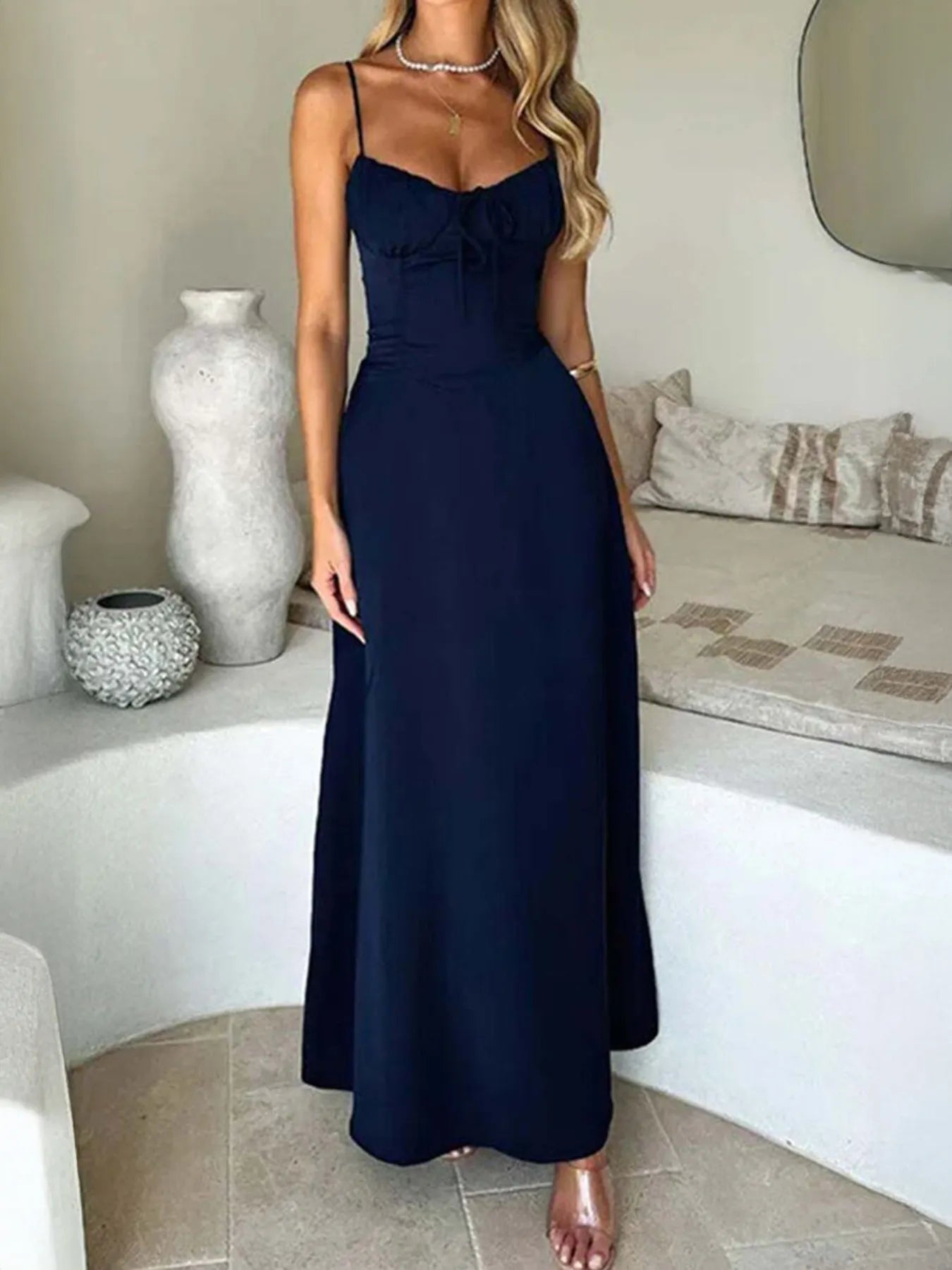 Lace-Up-Solid-Cami-Dress-Sarunna