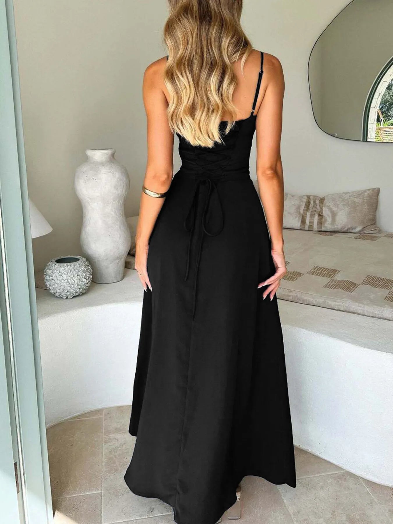 Lace-Up-Solid-Cami-Dress-Sarunna