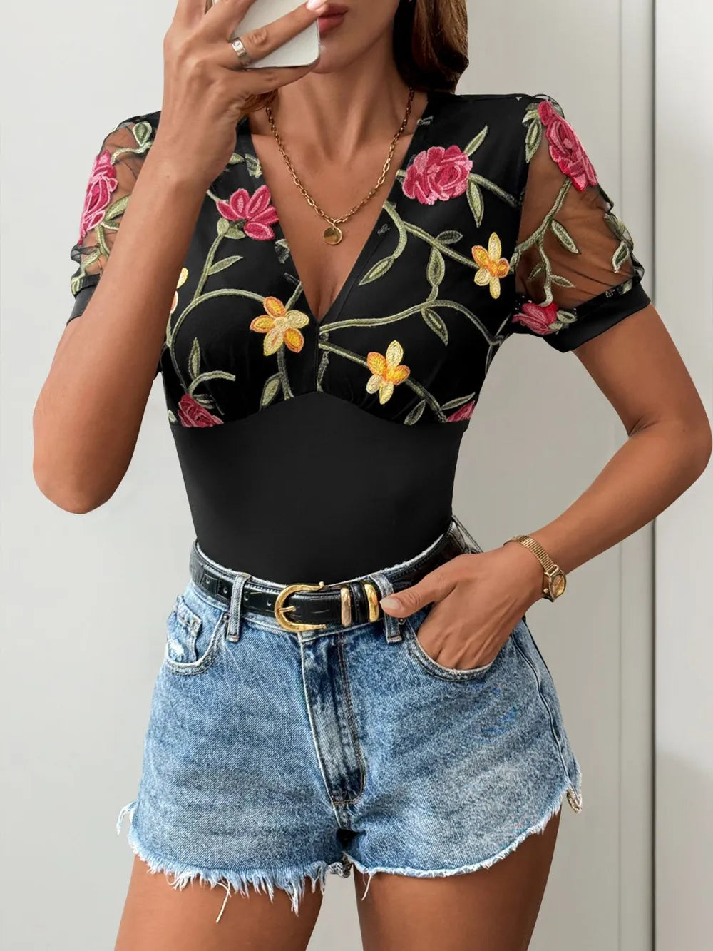 Perfee-Embroidered-V-Neck-Floral-Bodysuit-Sarunna