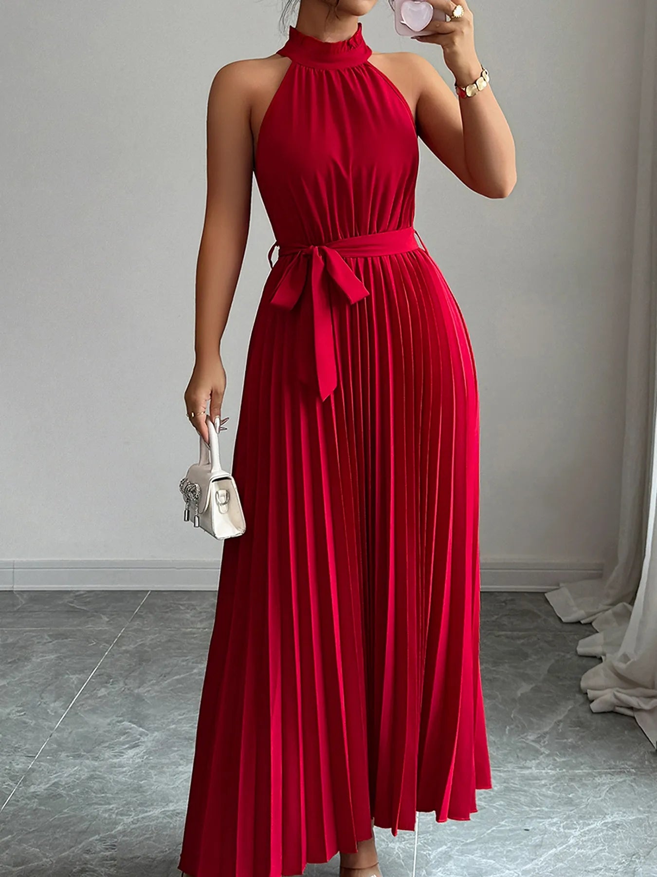 Pleated-Halter-Neck-Tie-Waist-Maxi-Dress-Sarunna