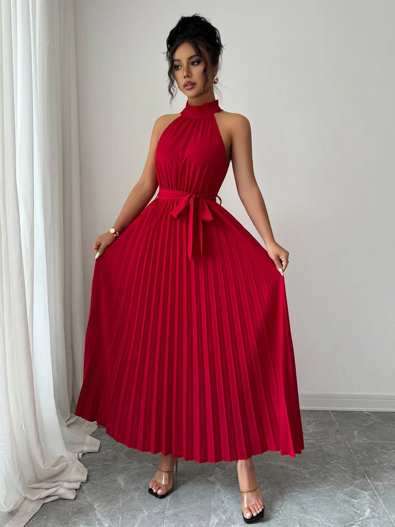 Pleated-Halter-Neck-Tie-Waist-Maxi-Dress-Sarunna