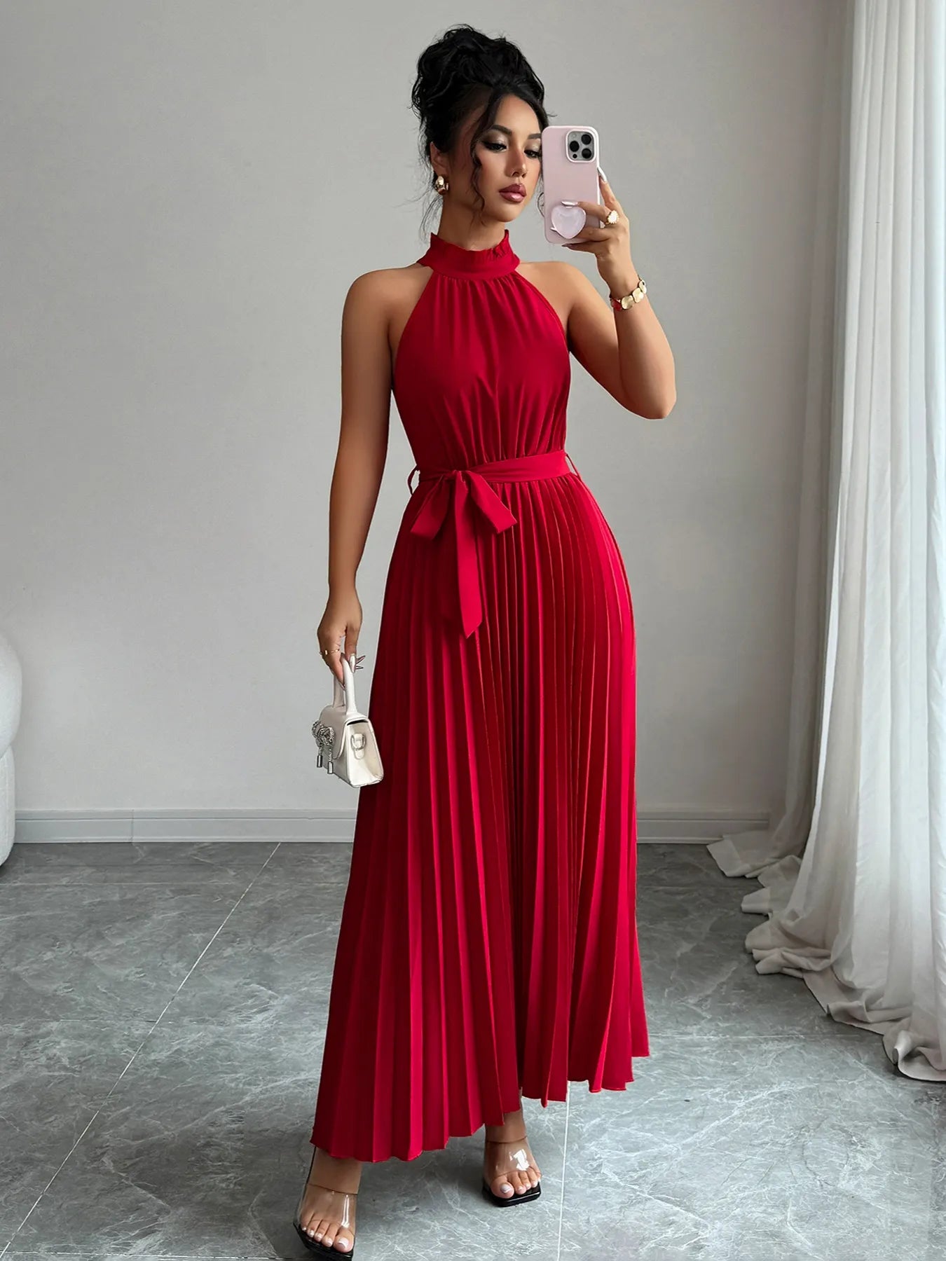 Pleated-Halter-Neck-Tie-Waist-Maxi-Dress-Sarunna