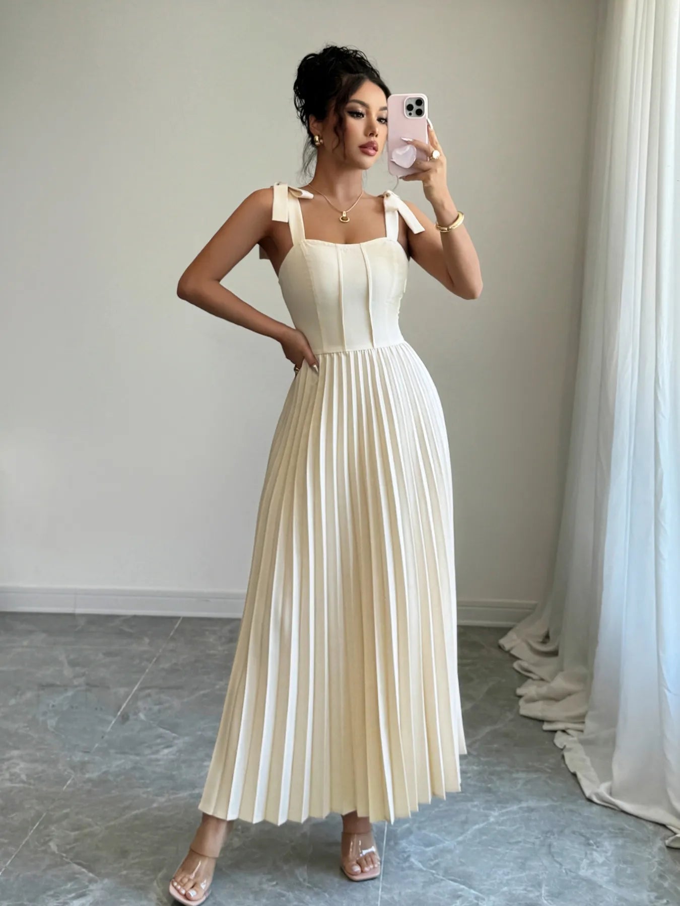 Pleated-Tie-Shoulder-Maxi-Dress-Sarunna
