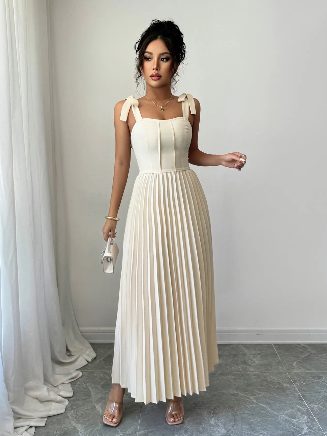 Pleated-Tie-Shoulder-Maxi-Dress-Sarunna