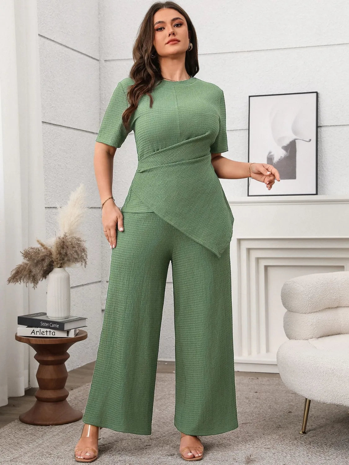 Plus-Size-Asymmetrical-Round-Neck-Short-Sleeve-Top-and-Pants-Set-Sarunna