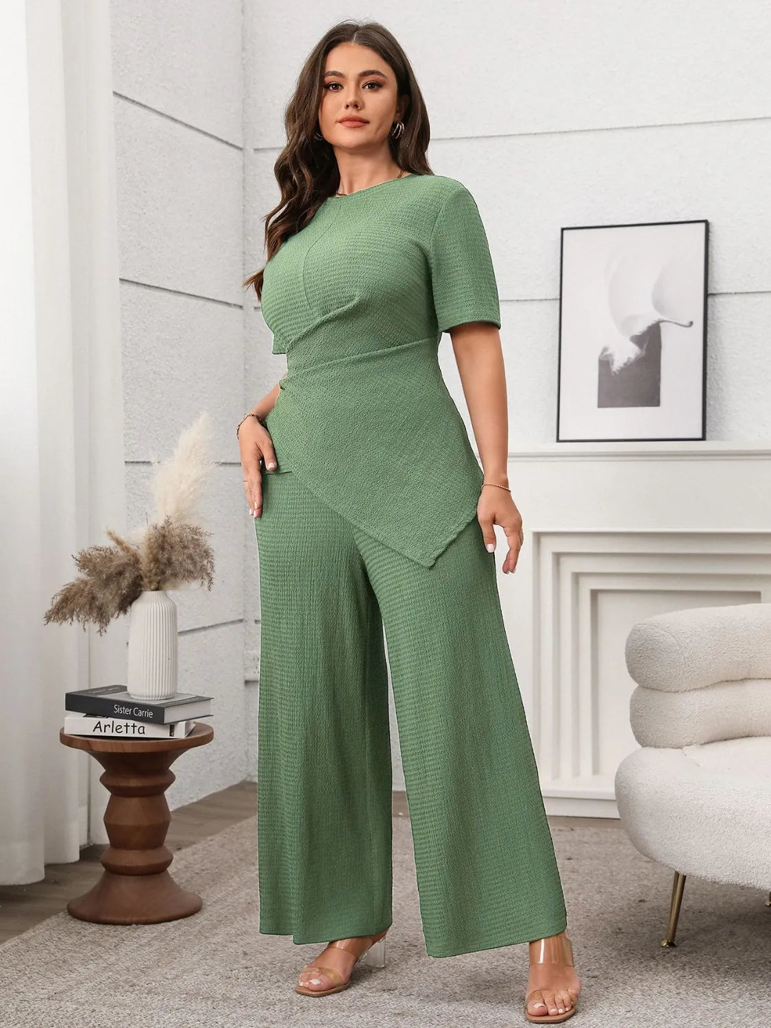 Plus-Size-Asymmetrical-Round-Neck-Short-Sleeve-Top-and-Pants-Set-Sarunna