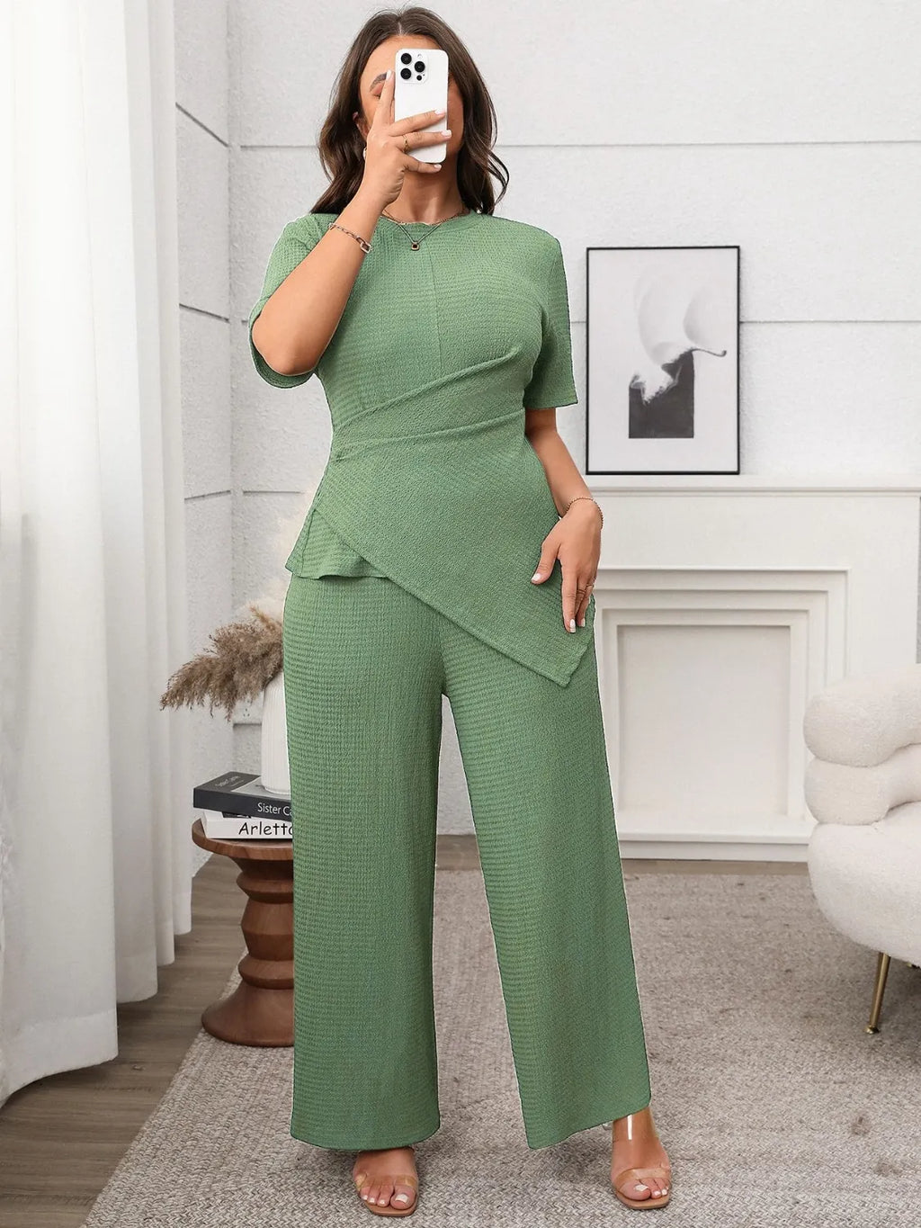 Plus-Size-Asymmetrical-Round-Neck-Short-Sleeve-Top-and-Pants-Set-Sarunna