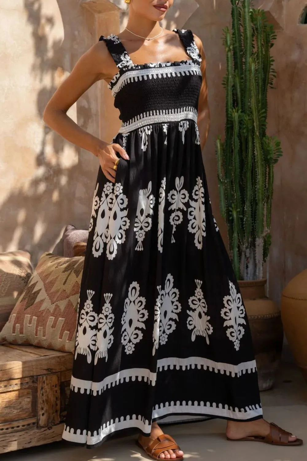 Printed-Square-Neck-Cami-Dress-Sarunna