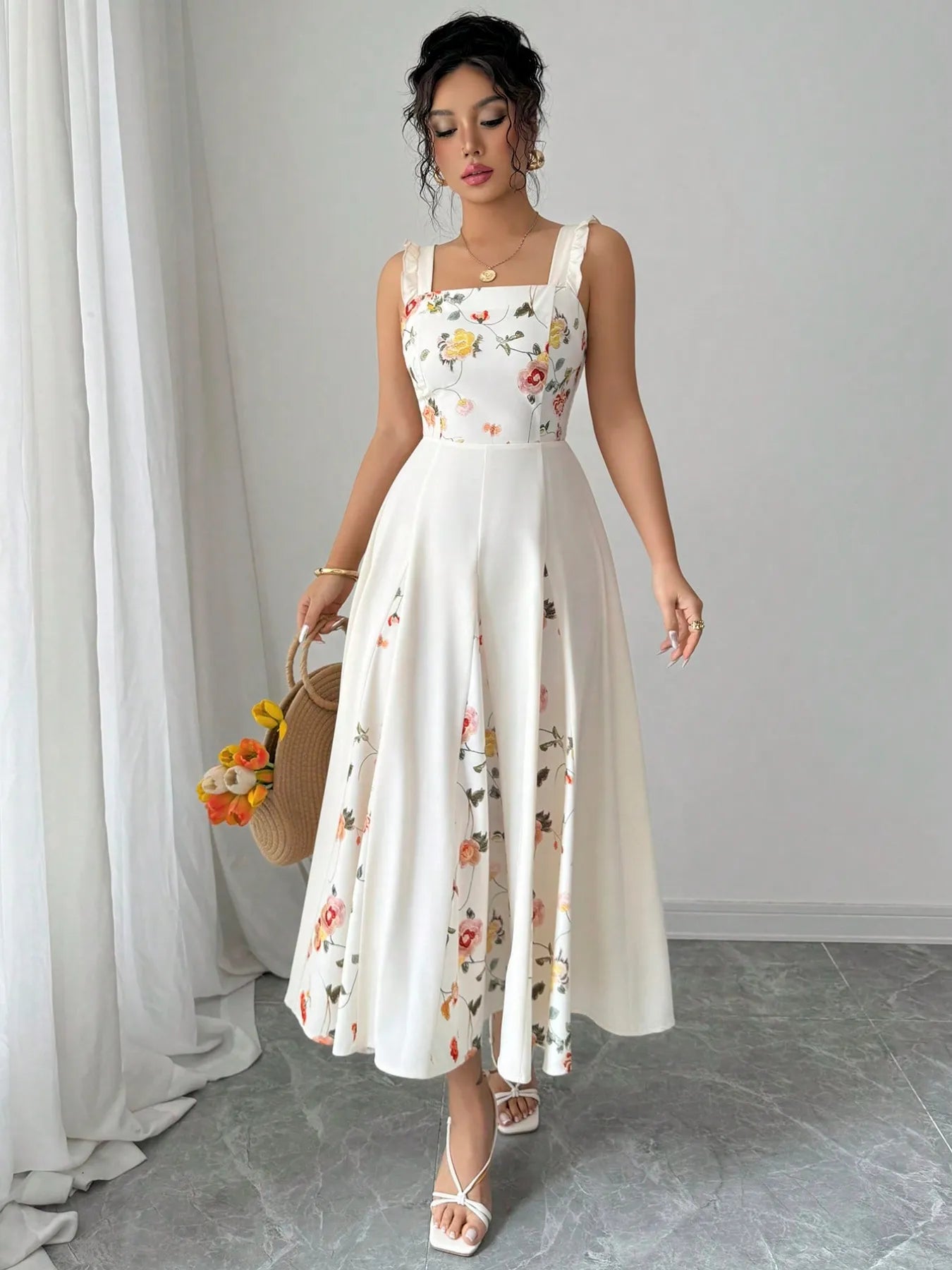 Printed-Square-Neck-Midi-Dress-Sarunna