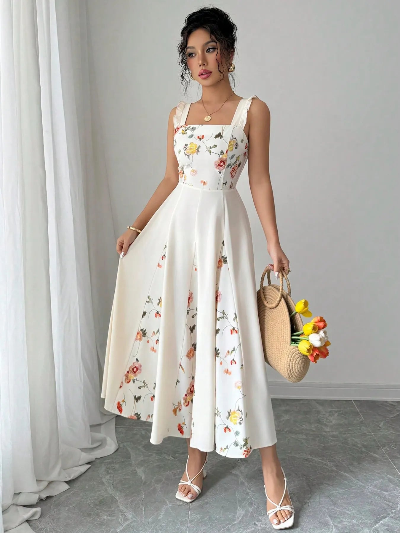 Printed-Square-Neck-Midi-Dress-Sarunna