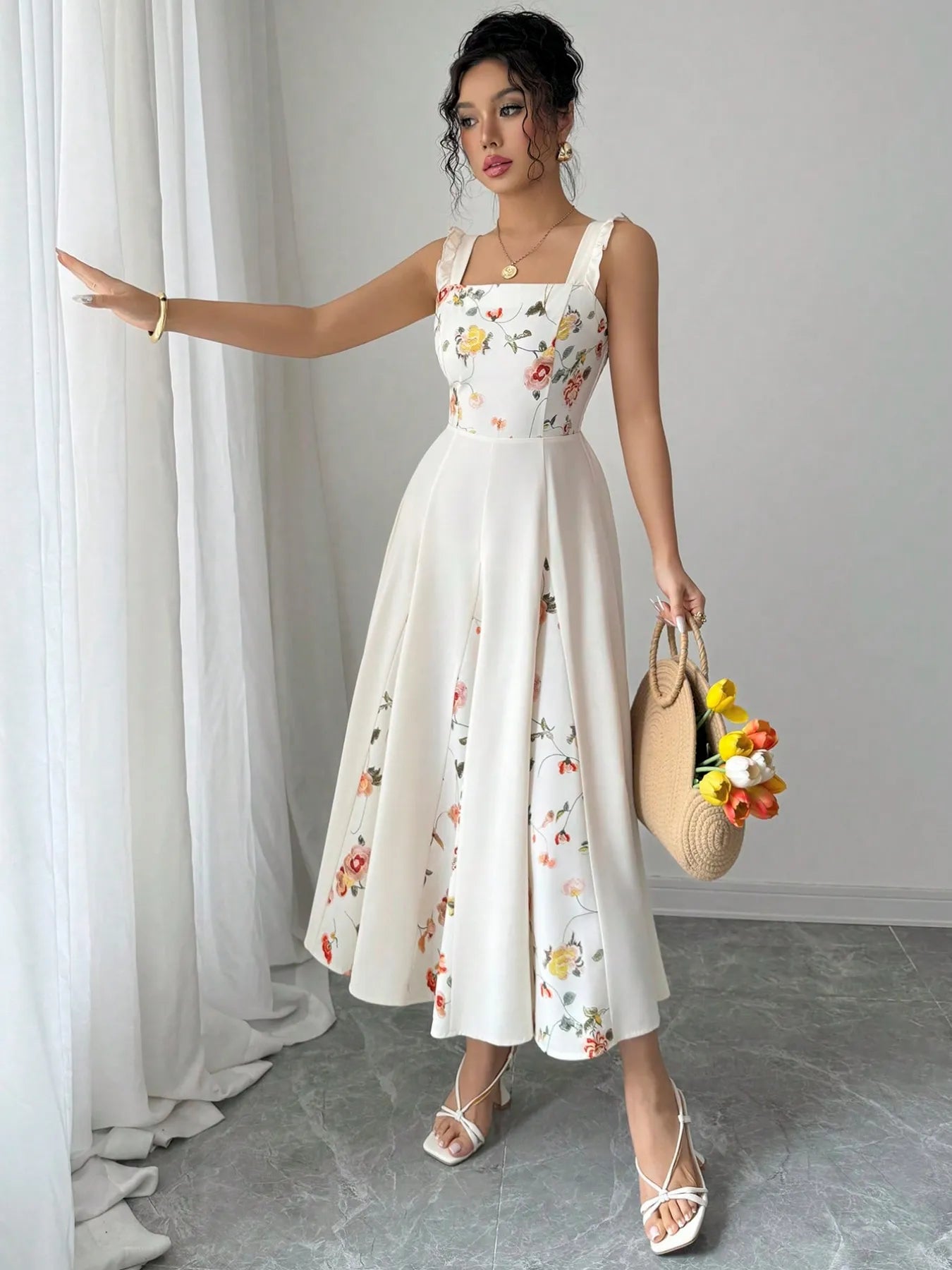 Printed-Square-Neck-Midi-Dress-Sarunna