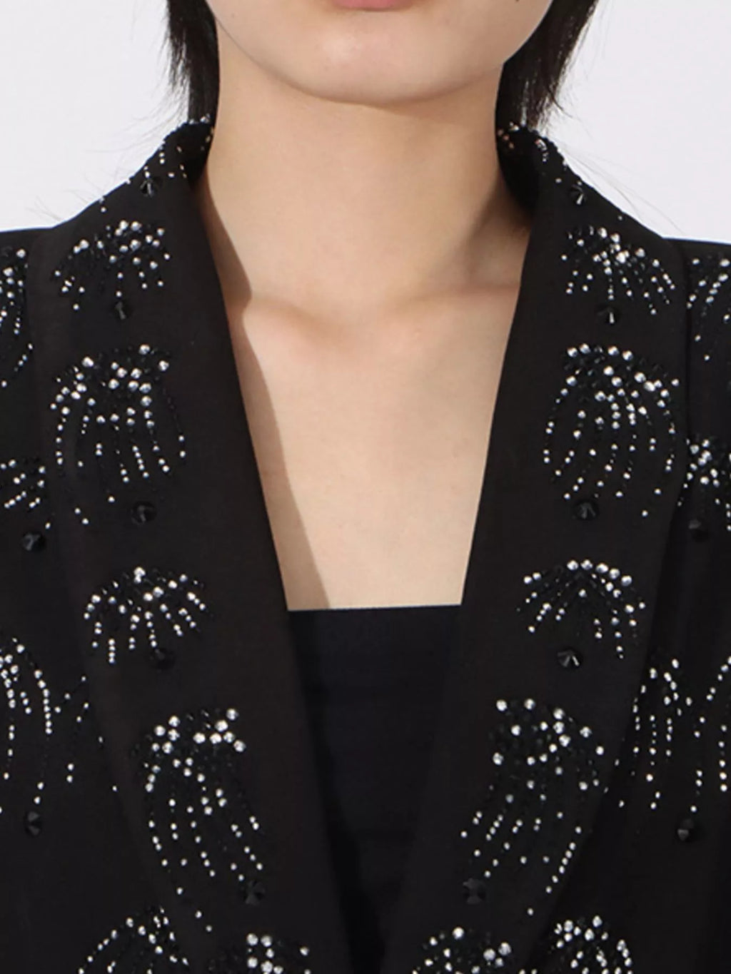 Rhinestone-Button-Down-Long Sleeve-Blazer-Sarunna
