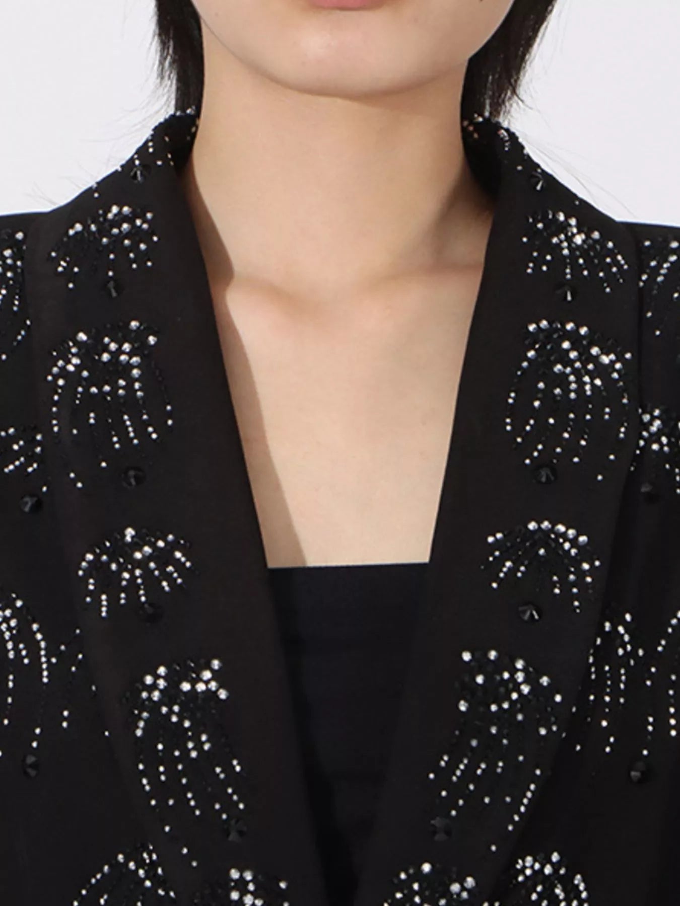 Rhinestone-Button-Down-Long Sleeve-Blazer-Sarunna