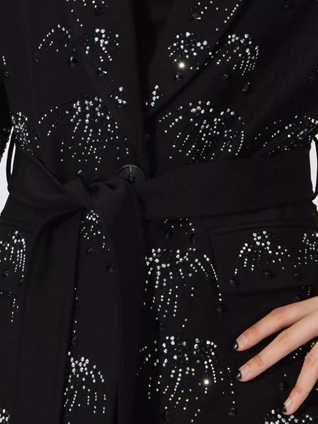 Rhinestone-Button-Down-Long Sleeve-Blazer-Sarunna