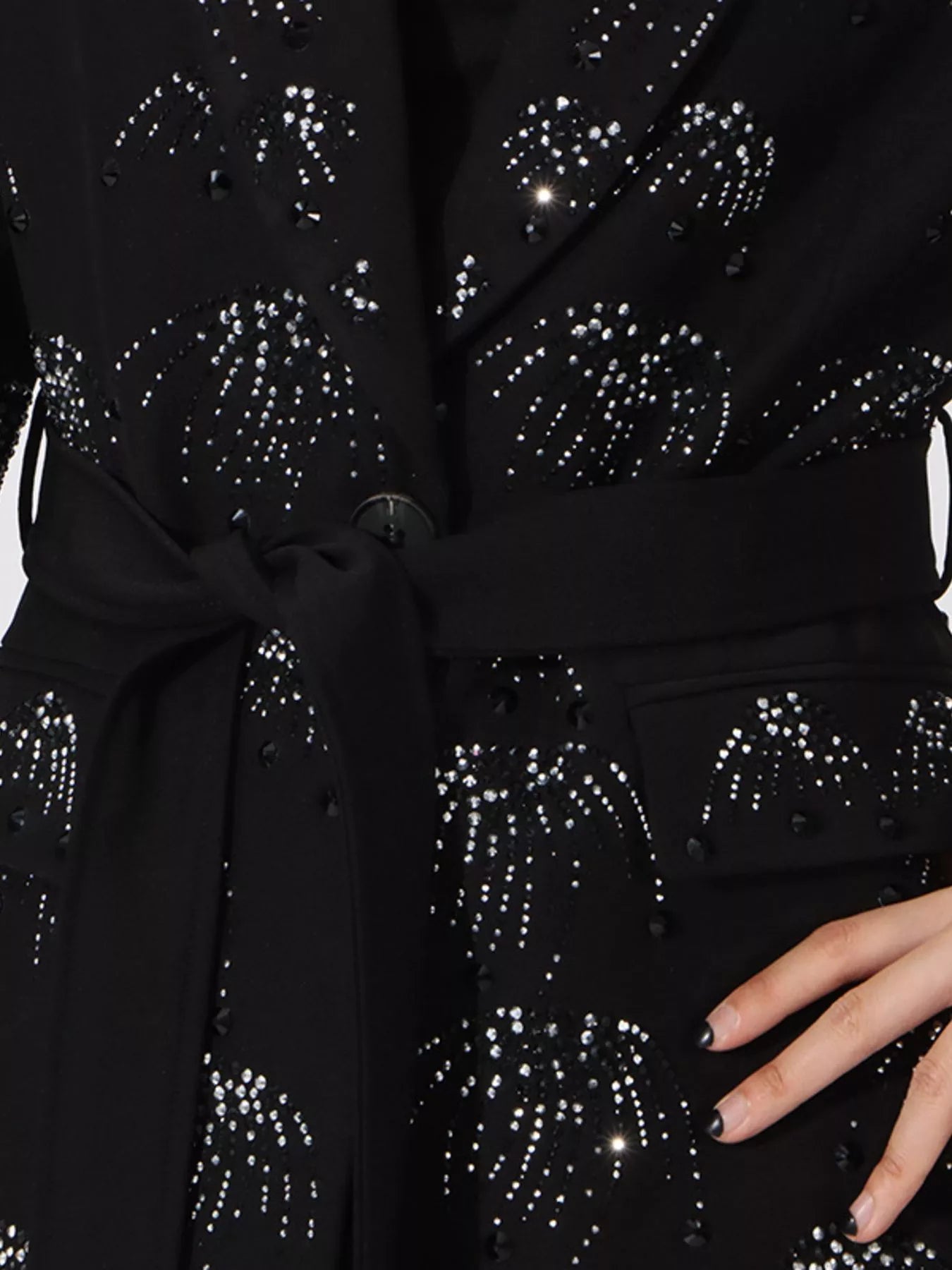 Rhinestone-Button-Down-Long Sleeve-Blazer-Sarunna
