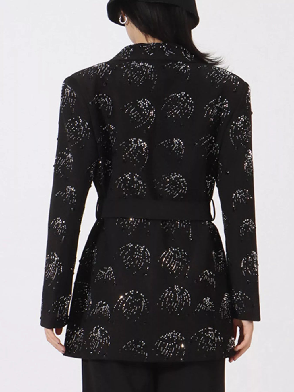 Rhinestone-Button-Down-Long Sleeve-Blazer-Sarunna