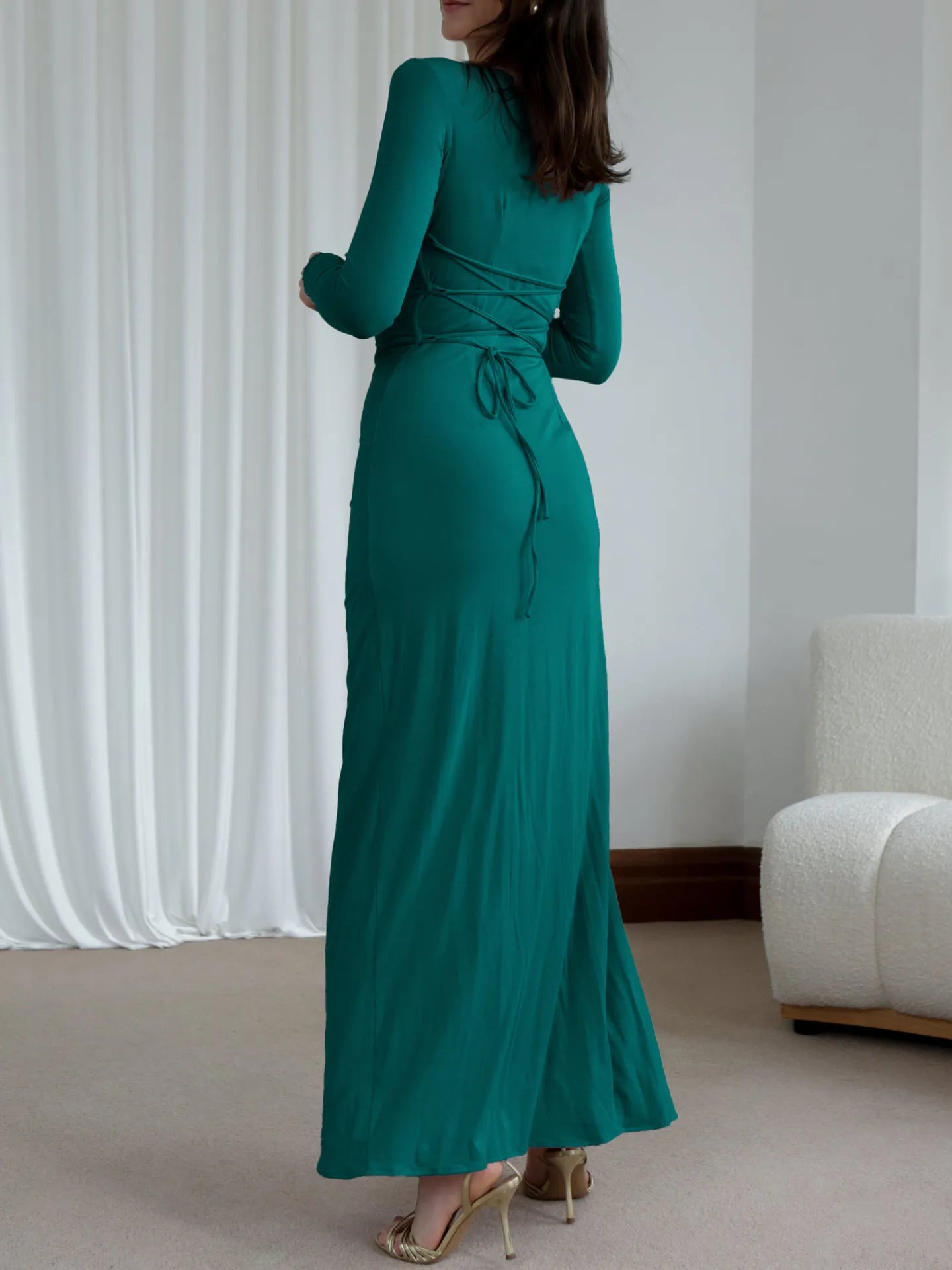 Ruched-Long-Sleeve-Maxi-Dress-Sarunna