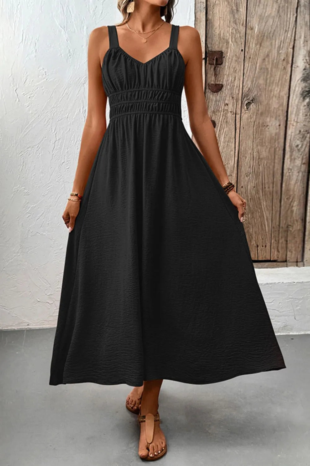 Ruched-Wide-Strap-Cami-Dress-Sarunna