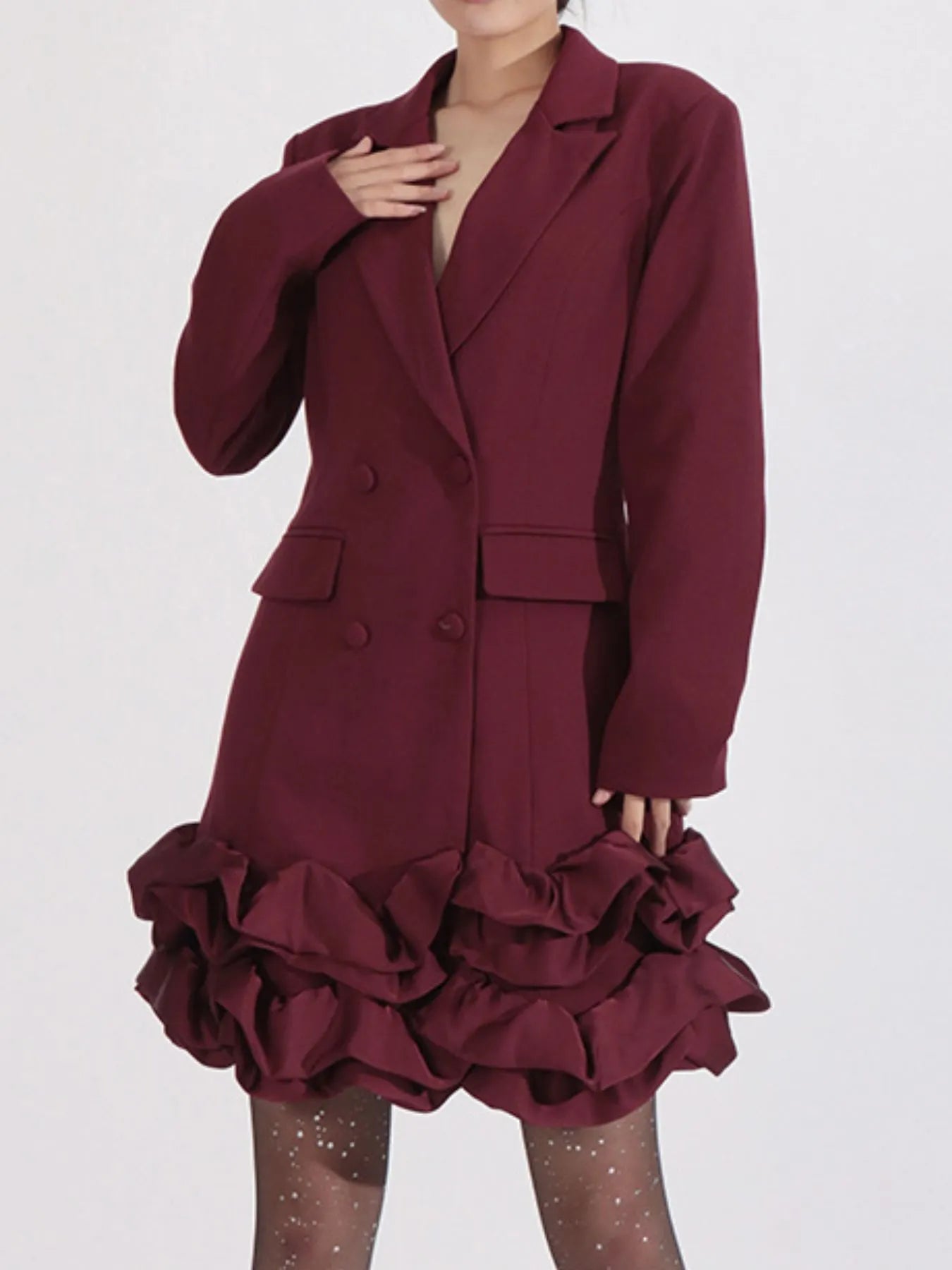 Ruffle-Hem-Double-Breasted-Blazer-Dress-Sarunna