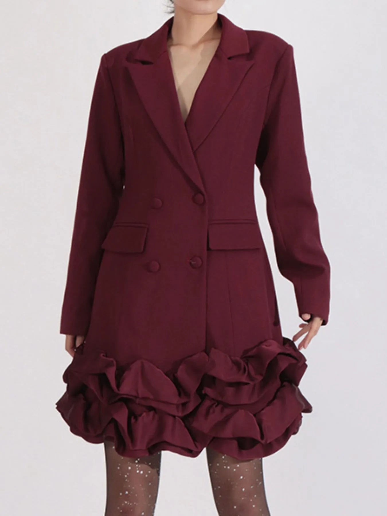 Ruffle-Hem-Double-Breasted-Blazer-Dress-Sarunna