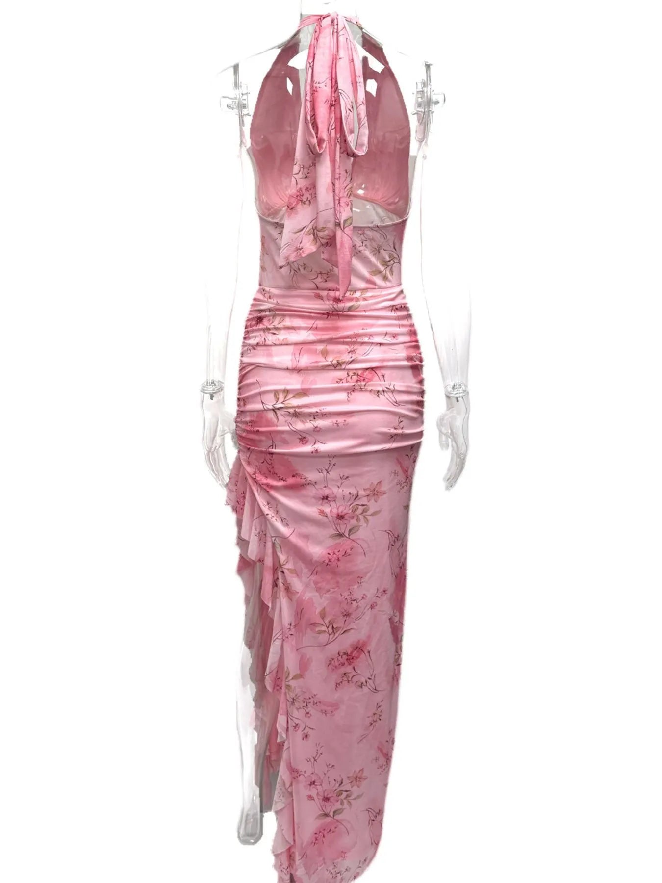 Ruffled-Floral-Print-Halter-Neck-Camis-Dress-Sarunna