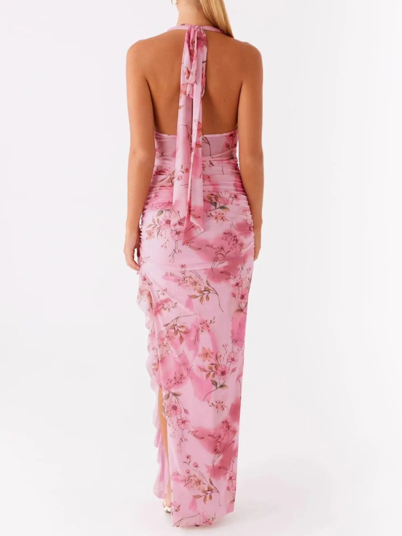 Ruffled-Floral-Print-Halter-Neck-Camis-Dress-Sarunna