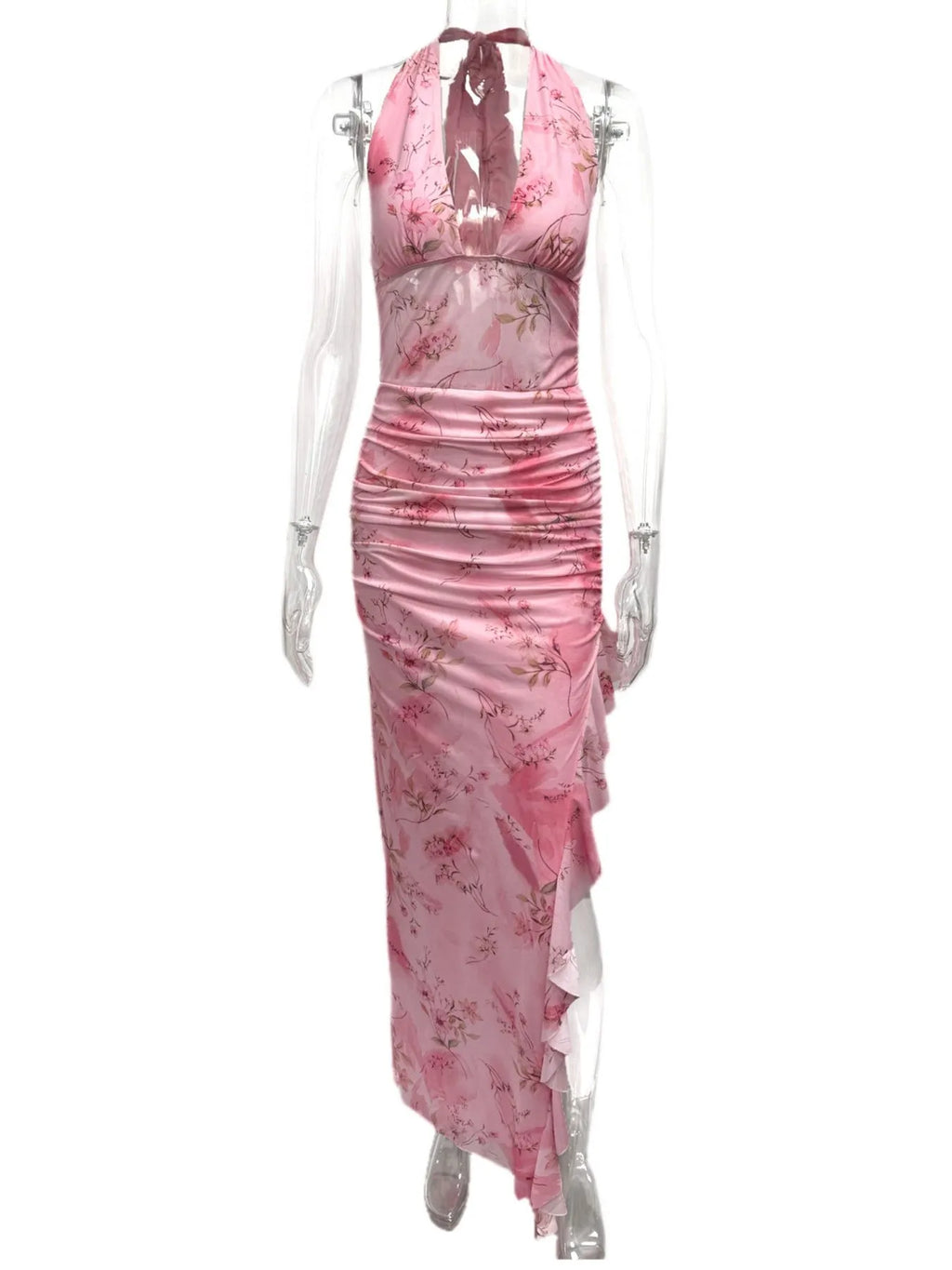 Ruffled-Floral-Print-Halter-Neck-Camis-Dress-Sarunna